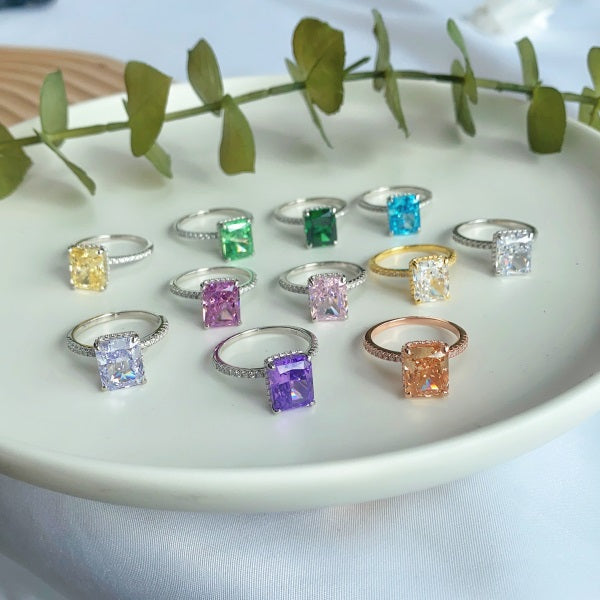 "Royal Radiance" Emerald-Cut Amethyst Birthstone Ring 💜👑