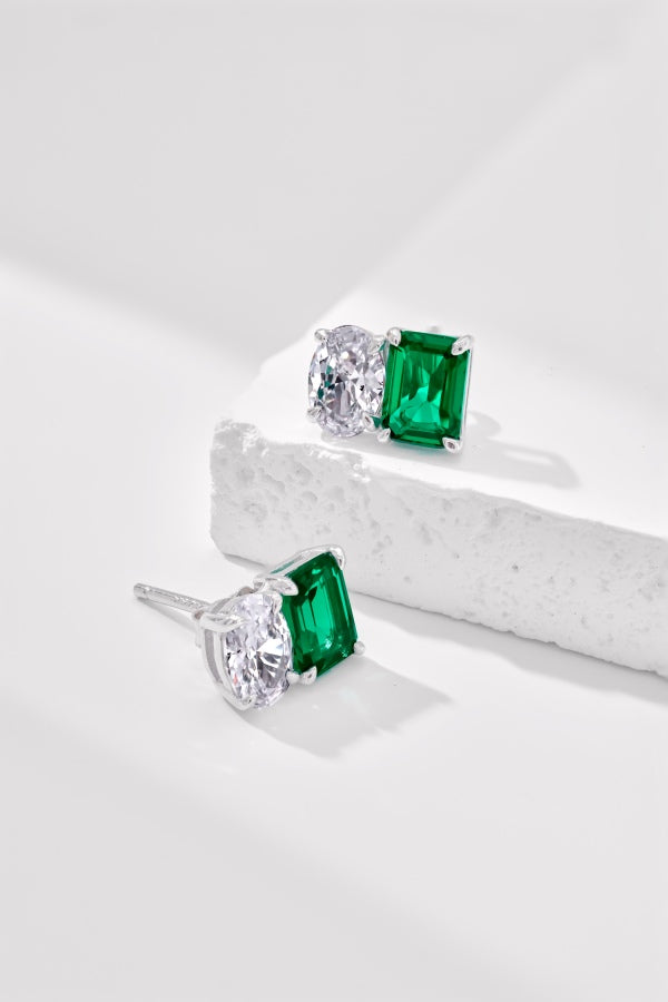 💚✨ “Emerald Spark” Twin Stone Stud Earrings 💎🌿