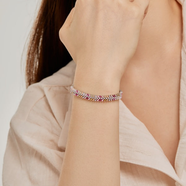 "Crown Me" Princess-Cut Ruby Chevron Bracelet