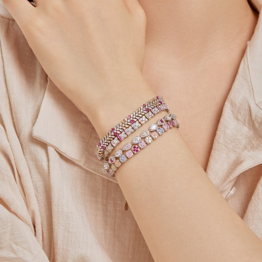 "Crown Me" Princess-Cut Ruby Chevron Bracelet