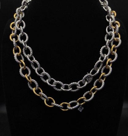 Trendy Chunky Rope Link Bracelet & Necklace Set – Gold, Silver, and Two-Tone Chains