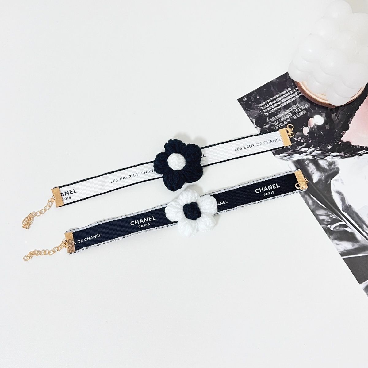 Luxury Floral Ribbon Pet Choker – Designer-Inspired Cat & Dog Collar