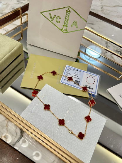 ❤️ Lux Red Clover Charm Necklace – Inspired by Van Cleef & Arpels ❤️