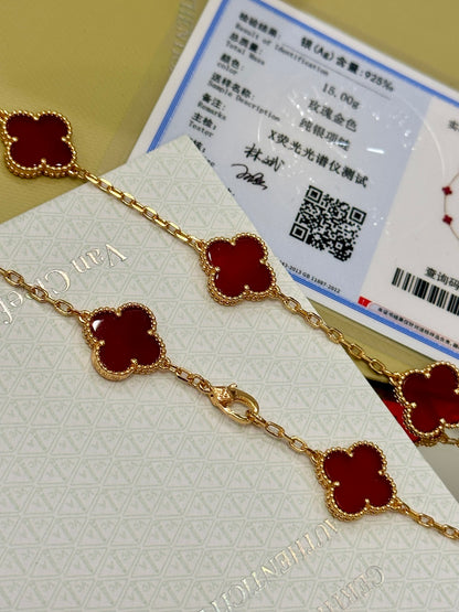 ❤️ Lux Red Clover Charm Necklace – Inspired by Van Cleef & Arpels ❤️