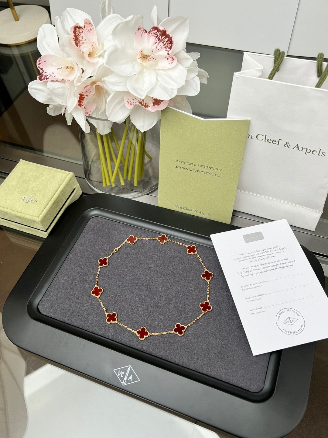 ❤️ Lux Red Clover Charm Necklace – Inspired by Van Cleef & Arpels ❤️