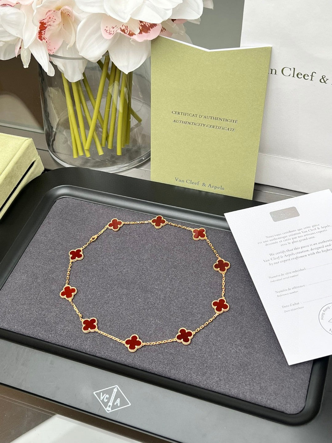 ❤️ Lux Red Clover Charm Necklace – Inspired by Van Cleef & Arpels ❤️