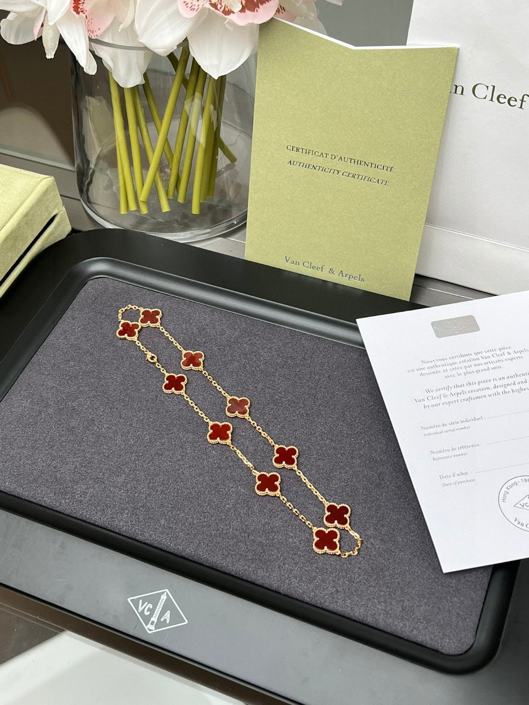 ❤️ Lux Red Clover Charm Necklace – Inspired by Van Cleef & Arpels ❤️
