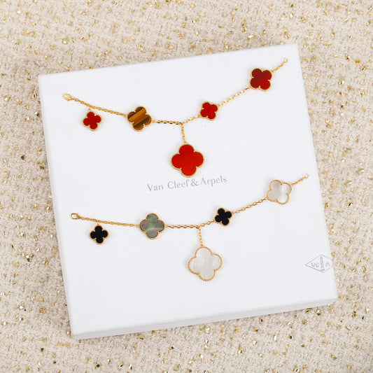 Clover Charm BraceletCollection – Gold & Silver Plated with Luxe Gemstone Accents