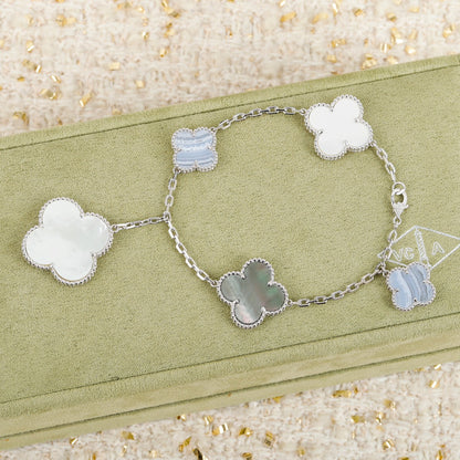 Clover Charm BraceletCollection – Gold & Silver Plated with Luxe Gemstone Accents