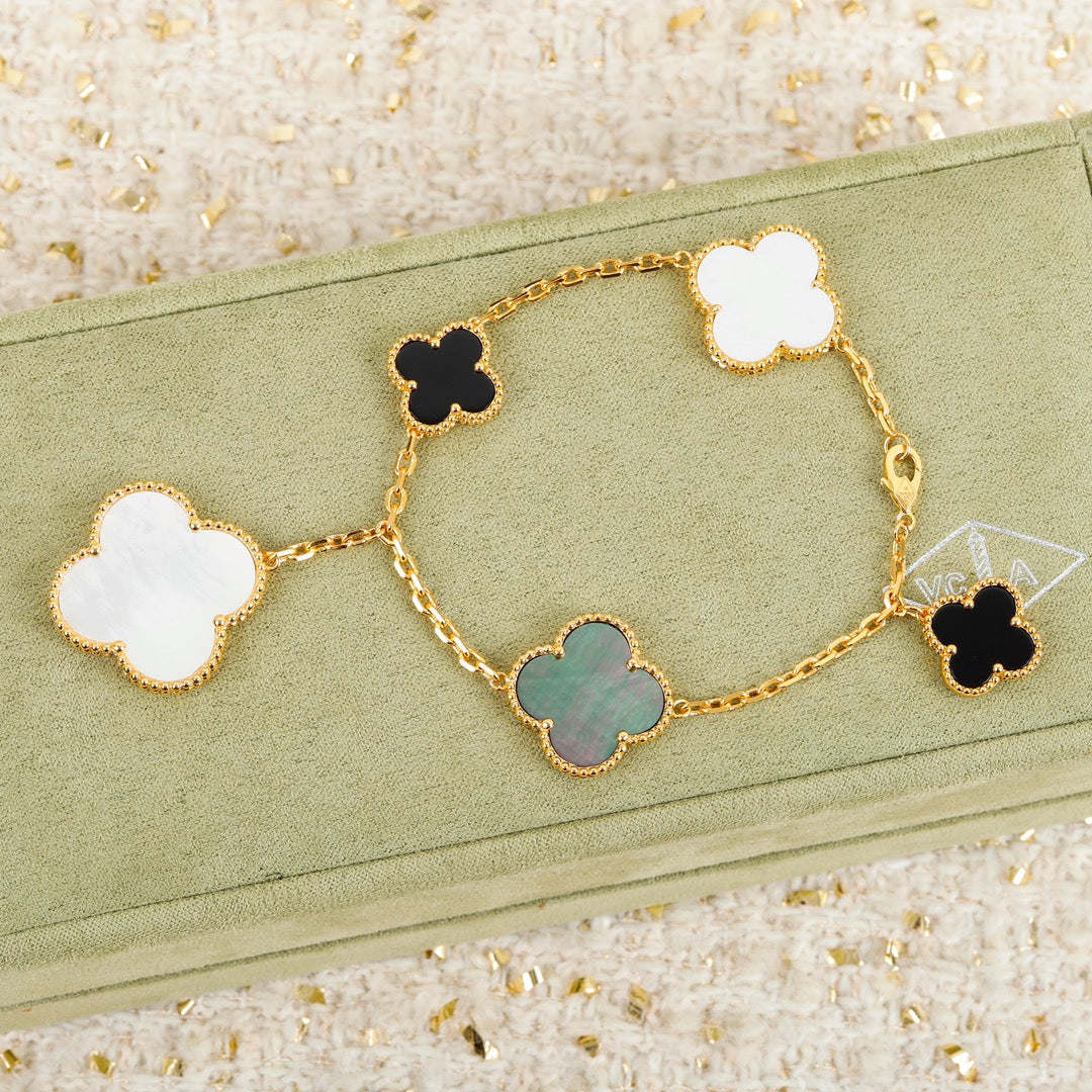 Clover Charm BraceletCollection – Gold & Silver Plated with Luxe Gemstone Accents