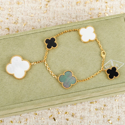 Clover Charm BraceletCollection – Gold & Silver Plated with Luxe Gemstone Accents