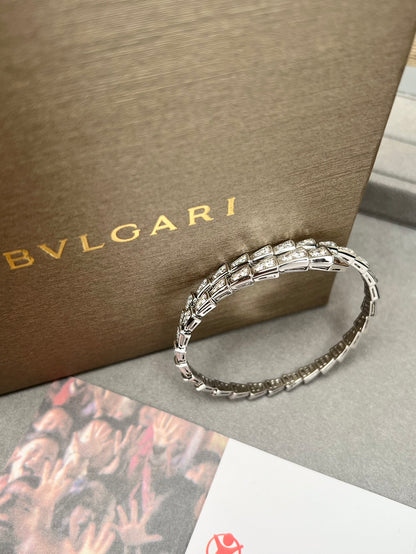 Serpent Luxe Crystal Bangle – Gold & Silver Geometric Grace