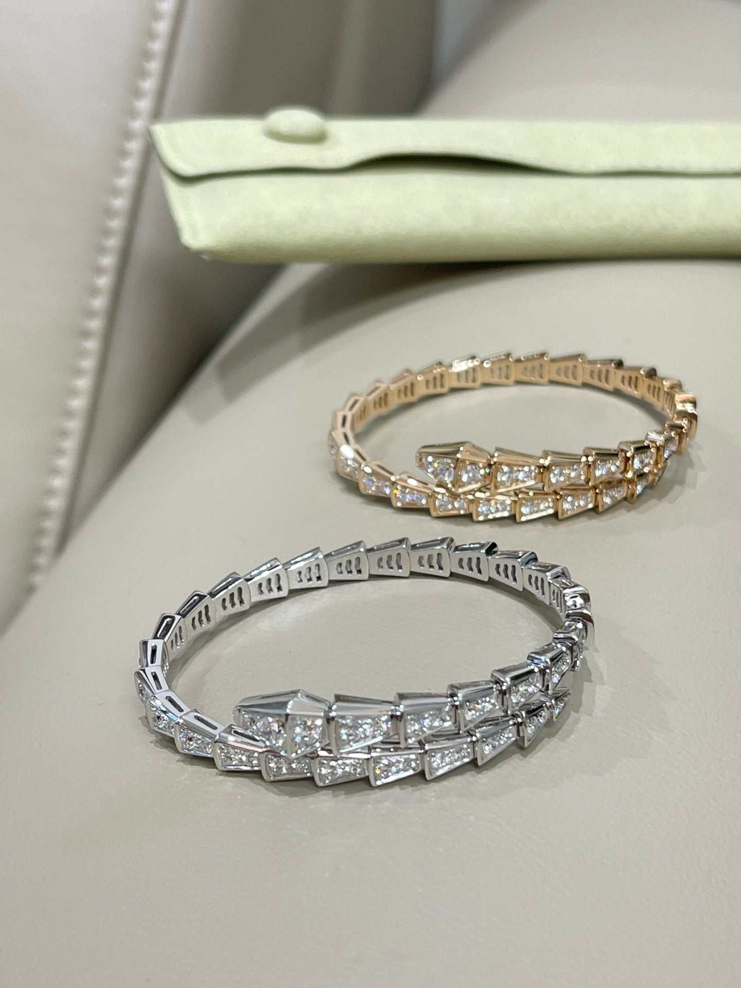 Serpent Luxe Crystal Bangle – Gold & Silver Geometric Grace