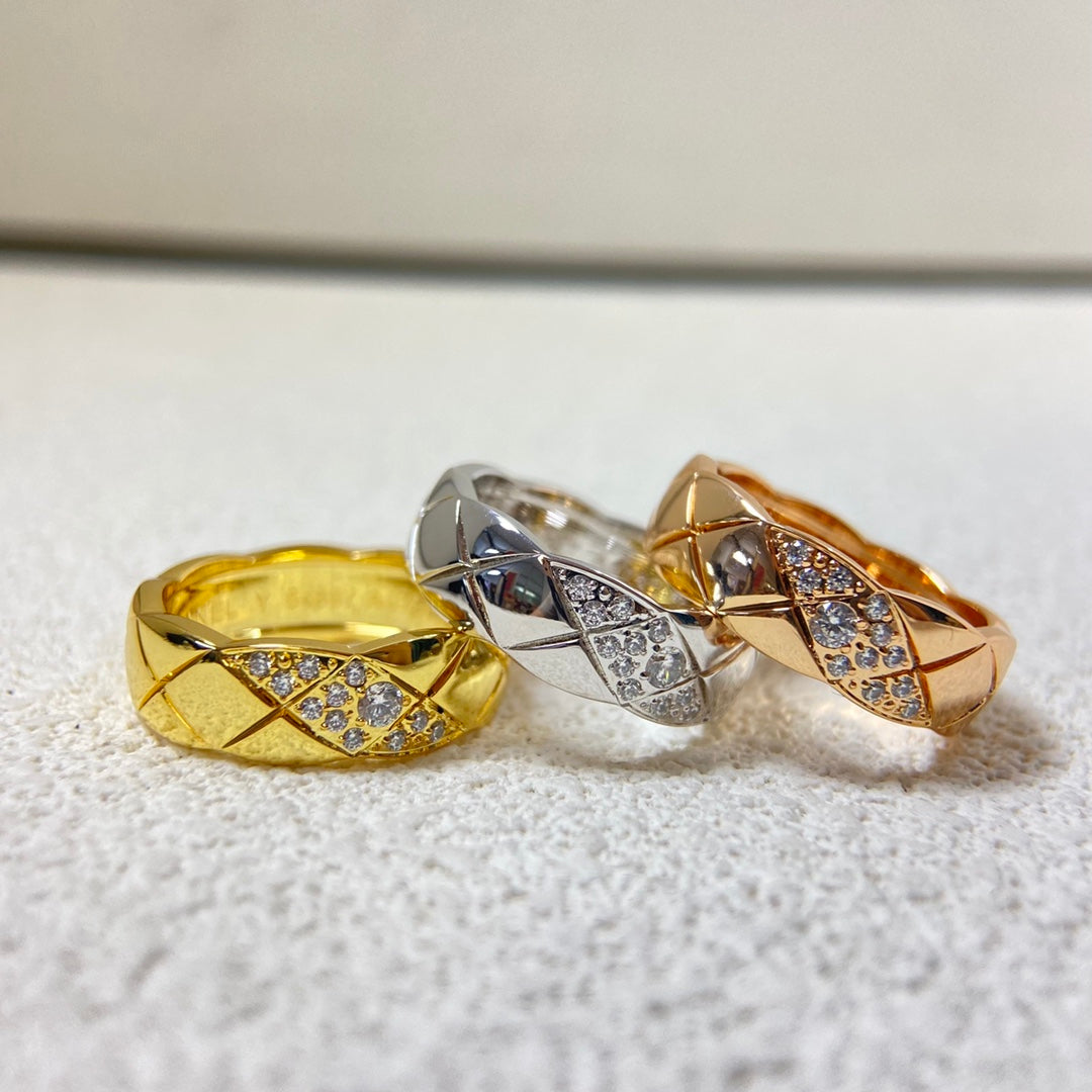 Triple Threat: Quilted Sparkle Rings in Gold, Silver & Rose Gold